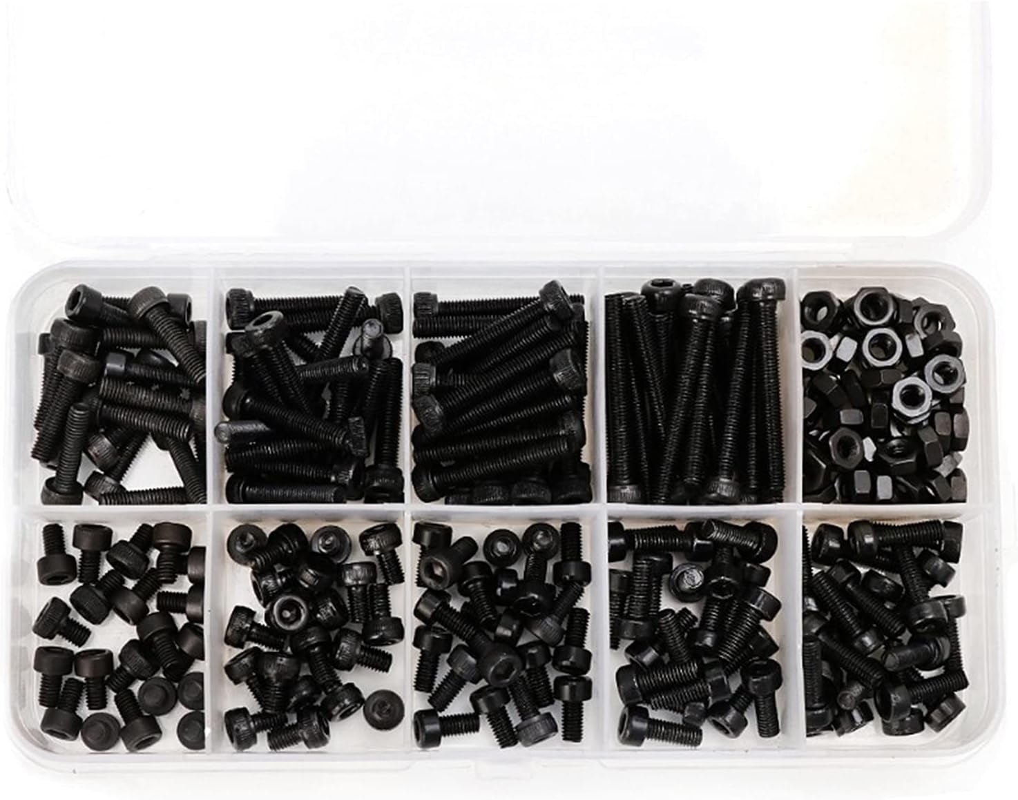 YANGQI yaoqijie 300pcs/set Black Din912 M2 M2.5 M3 Allen Bolt Hex Socket Round Cap Head Screw and Nut Assortment Kit Set Lasting (Color : M3)