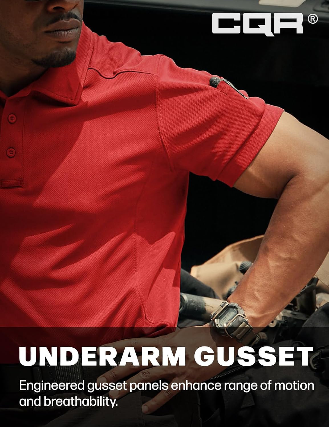 CQR Men's Polo Shirts, Tactical Short Sleeve Golf Performance Shirts, Lightweight Dry Fit UPF 50+ Pique - Image 5