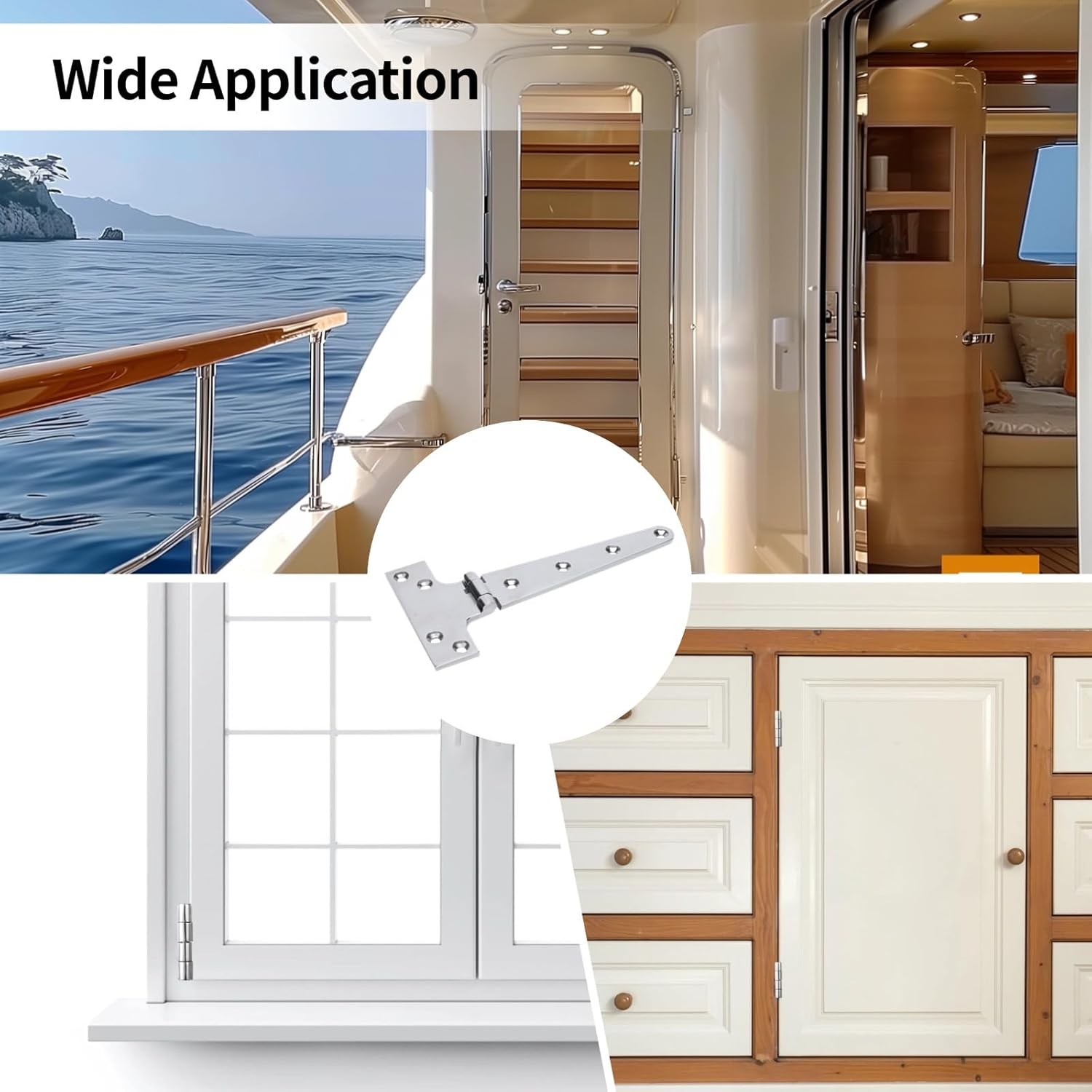 2 X 8 T Hinges, Marine-Grade Stainless Steel, Corrosion-Resistant