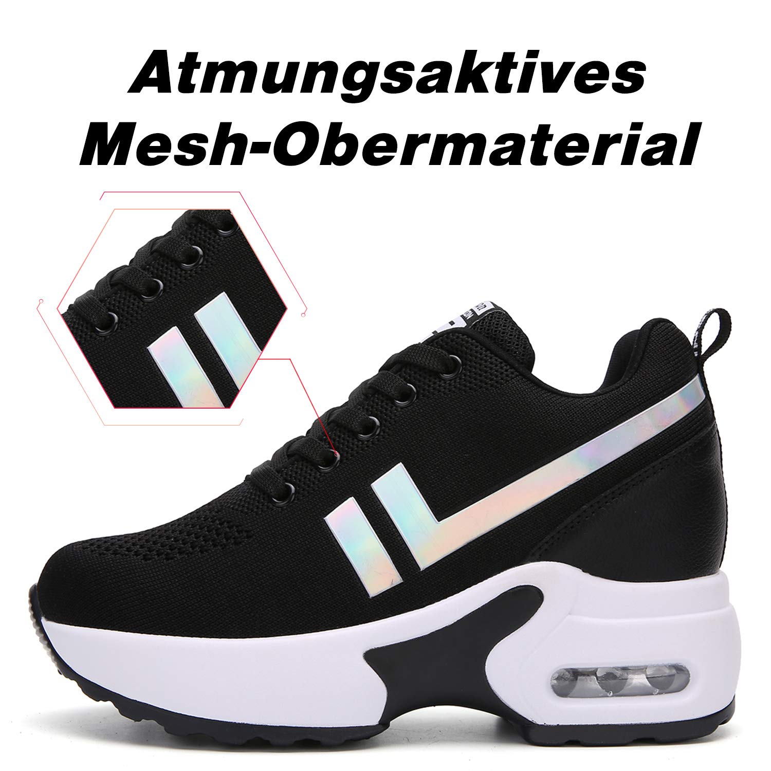AONEGOLD Sneakers con Zeppa Interna Donna Scarpe da Ginnastica Sportive Casuale Tacco 8