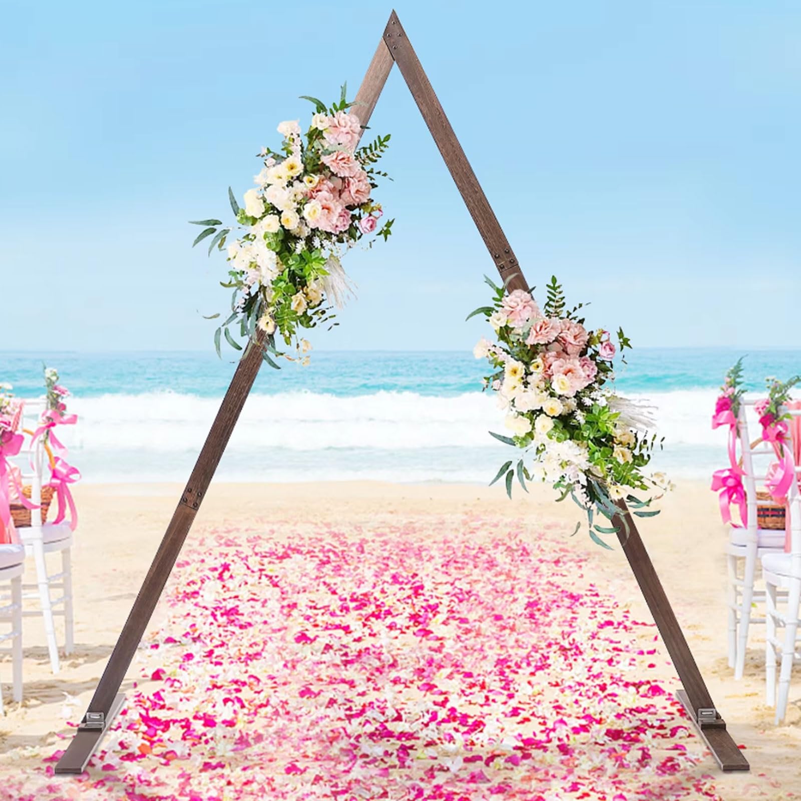 Dreieckiger Bogen aus Holz, für Garten, Hochzeit, Party, Hochzeit, Zeremonie, Holzbogen, Kulisse, Ständer, Holzbogen, Dekoration, rustikale Hochzeitsbogen-Dekorationen