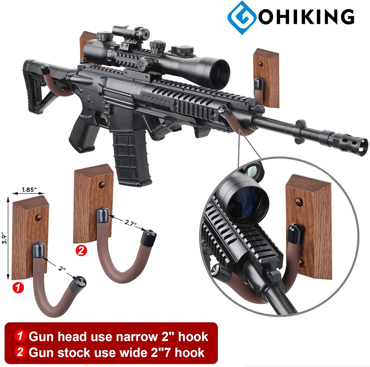 GoHiking Heavy Duty Wall Mount Gun Racks Gun Hooks Shotgun Hook Rifle