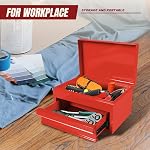 Torin APBT701RB 10" Mini Portable Steel Tool Box with drawer,Small Metal Tool Chest for Home,Garage or Workbench,Red