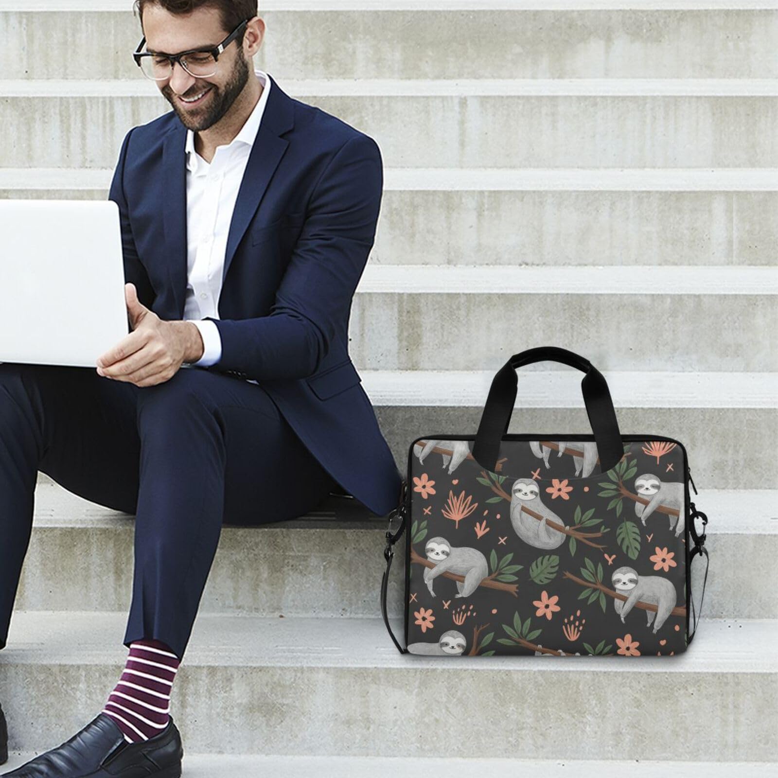 ALAZA Borsa per laptop per cani di razza bassotto da 16 e 15,6 pollici, borsa per laptop per donne uomini studenti lavoro, borsa a tracolla da viaggio messenger tote case maniche