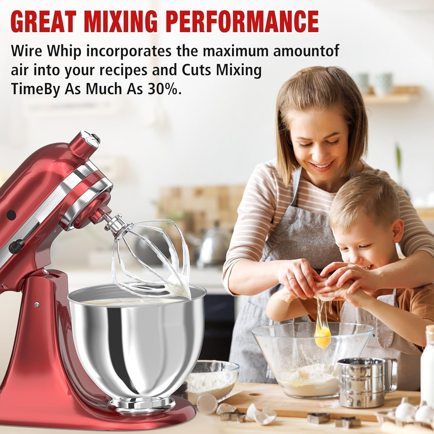 Compatible for 4.5-5QT Stand Mixers, 3-Piece Stainless Steel Attachment Set