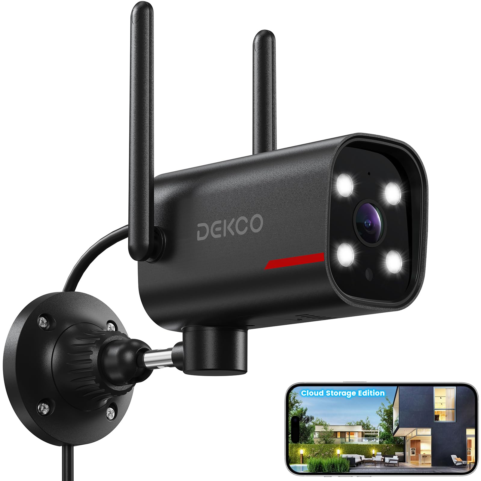 DEKCO Security Camera Outdoor, 2K Color Night Vision, Pan Rotating 180° Wired WiFi Camera Support 24/7 Recording, AI Human Auto Tracking, 2.4GHz WiFi, Work with Alexa/Google Assistant-image-19