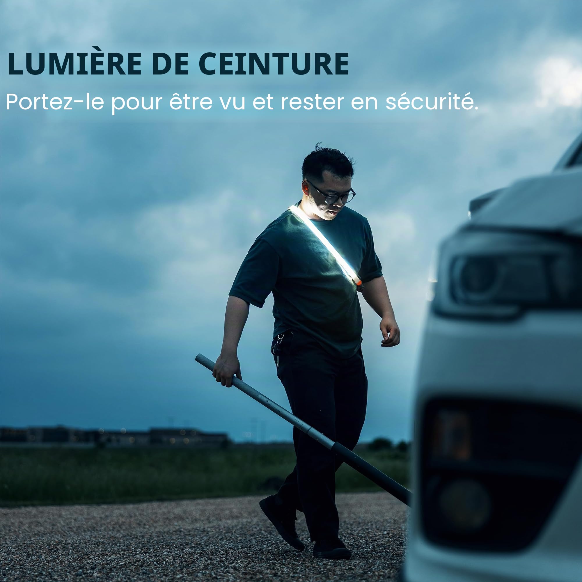 NEBO Bando 1K Strap Light - Lampe de Travail Automobile 1.000 Lumens - Lumière d'Urgence Portable - Rechargeable USB-C