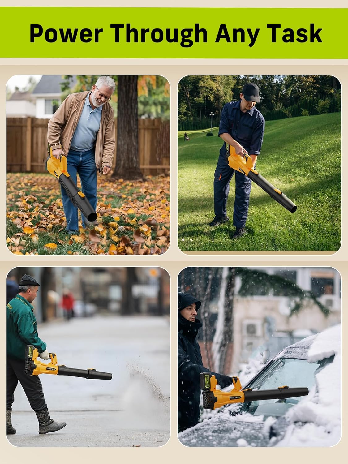 Leaf Blower Cordless 20V, Electric Leaf Blower with 2x4.0 Ah Batteries & Fast Charger, Lightweight Handheld Blower with 2 Tubes for Lawn & Snow Blowing Orange