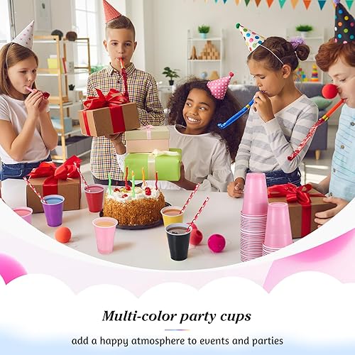 Miniatura 10 de Mifoci 50 vasos desechables de plástico de 16 onzas para boda, cumpleaños, graduación, fiesta, San Valentín, Navidad, picnic, barbacoas (rosa