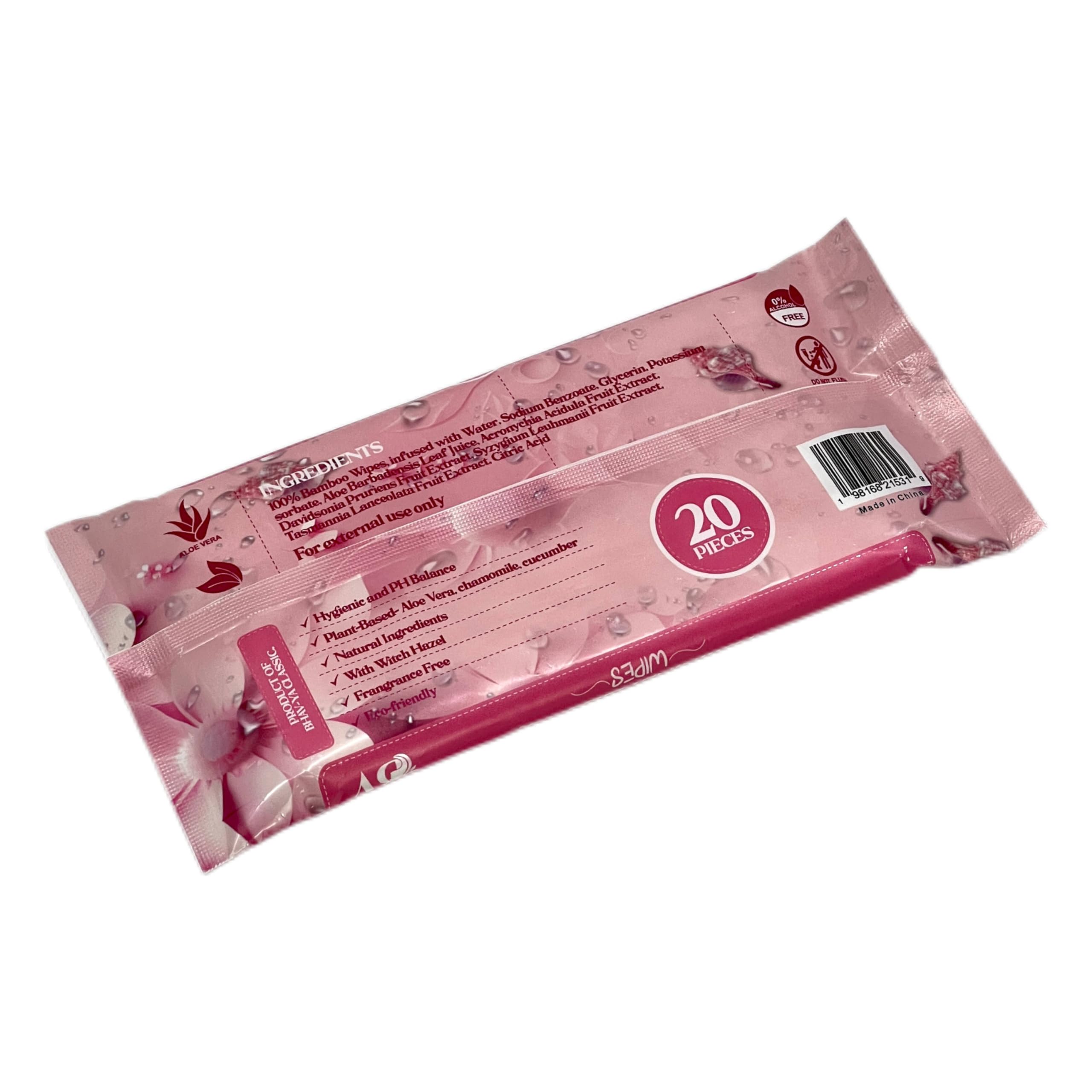 Wet Wipes- LEAF Ultimate Feminine Care, Extra-Large Wipes for Women, pH Balance Feminine Wipes With Natural Ingredients, Travel-Friendly Personal Cleansing Wipes, Eco-Friendly, 20 Count (Pack of 5)