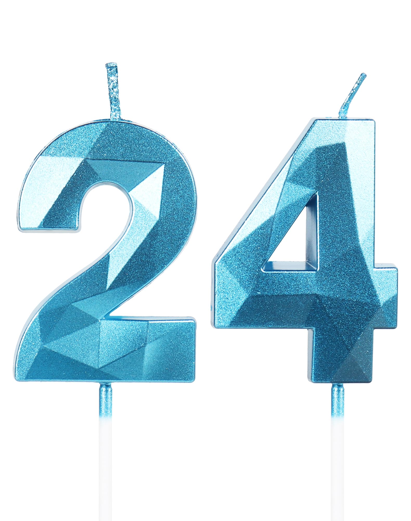 Amazon.com: 24th Birthday Candles,Number 24 Candles,Blue Happy Birthday ...