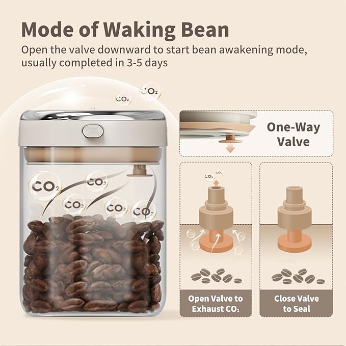 Frasco de Vidrio KIGI para Café Molido con Válvula CO2 y Tracker miniatura 3