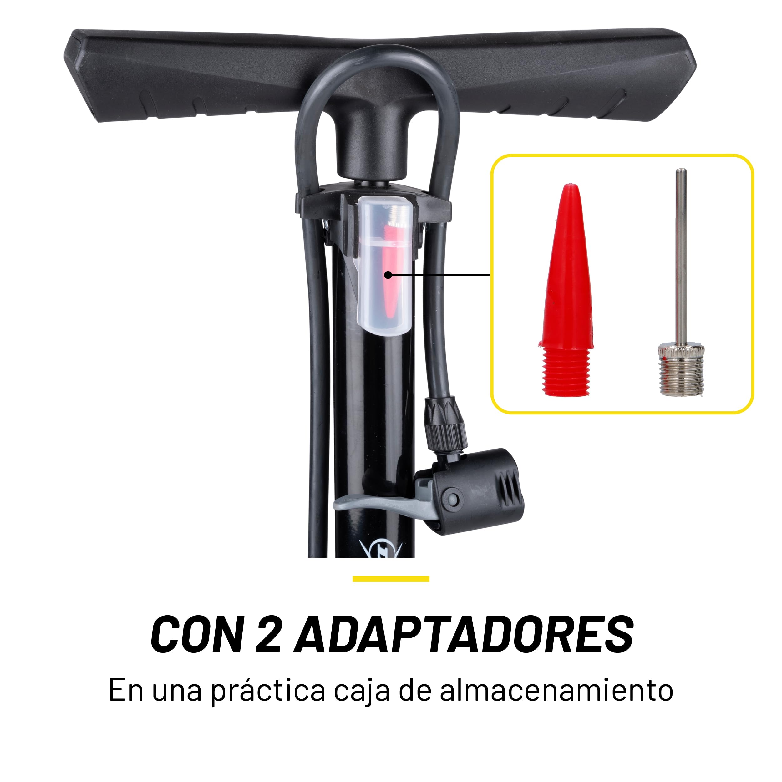 Dunlop Bomba Bicicleta con Manómetro - Inflador Ruedas Coche y Bicileta