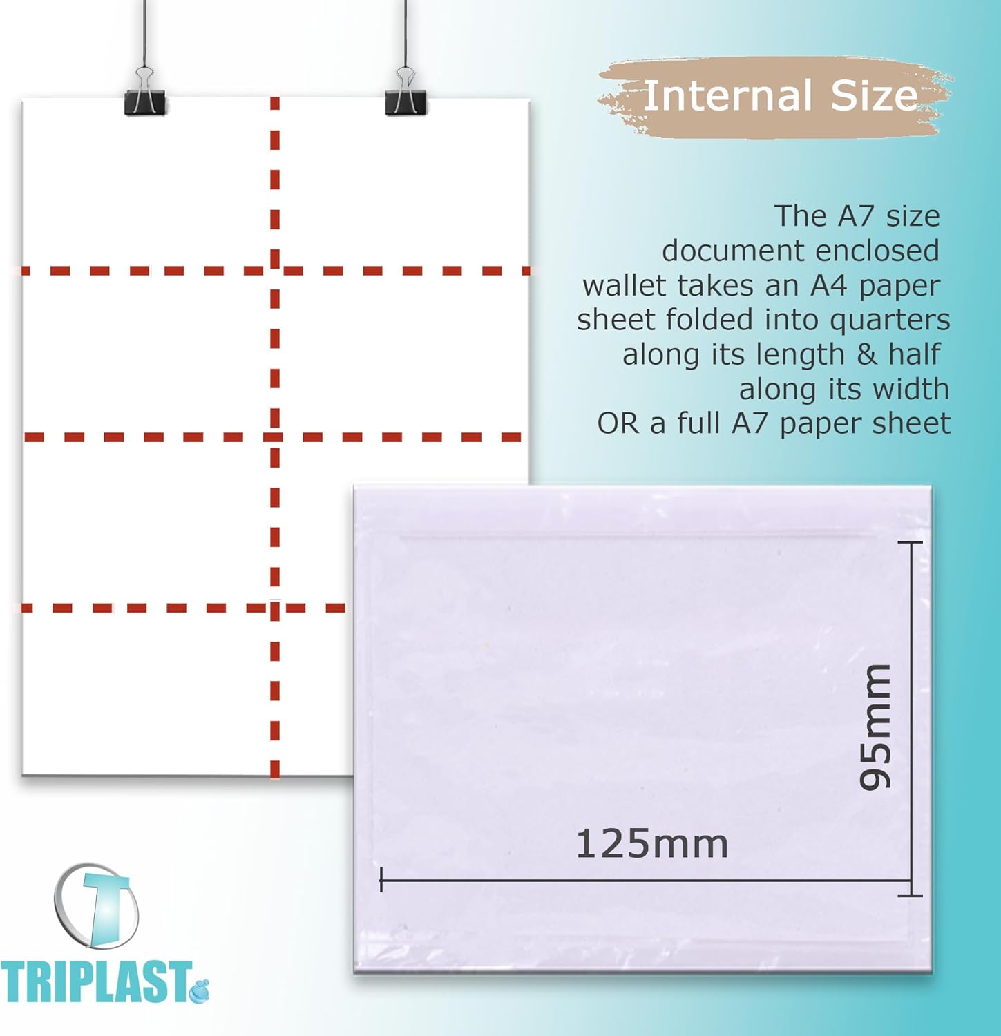 Triplast 3000 x A7 Plain Document Enclosed Wallet (95 x 125 mm) | Peel & Seal Clear Plastic Envelopes/Sleeves/Pockets/Wallets | Attach Invoices, Packing Lists & Delivery Notes to Parcels