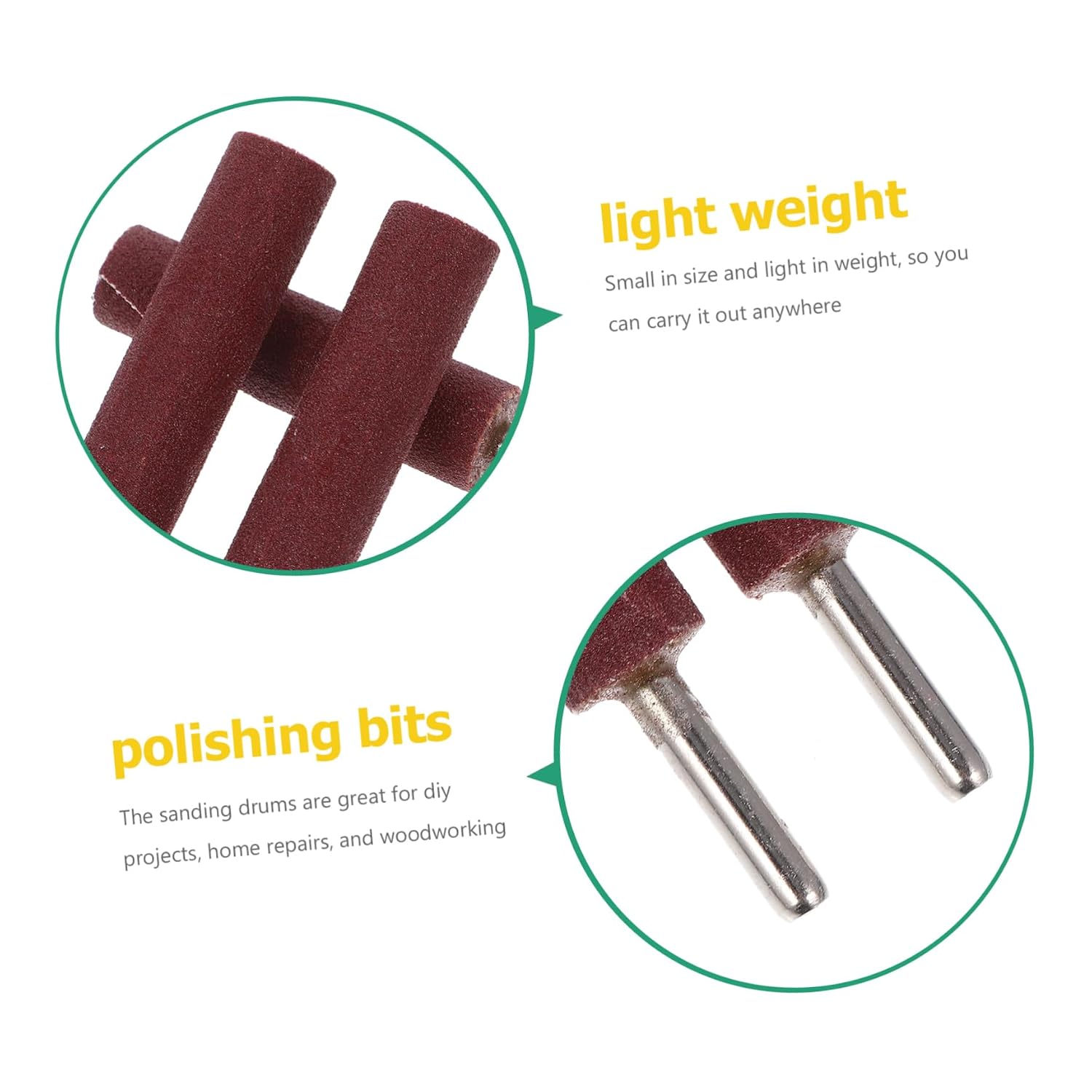 3pcs Sanding Drum Mandrels Abrasive Cloth Grinding Head Grit Sandpaper Rotary Tool Sanding Bits