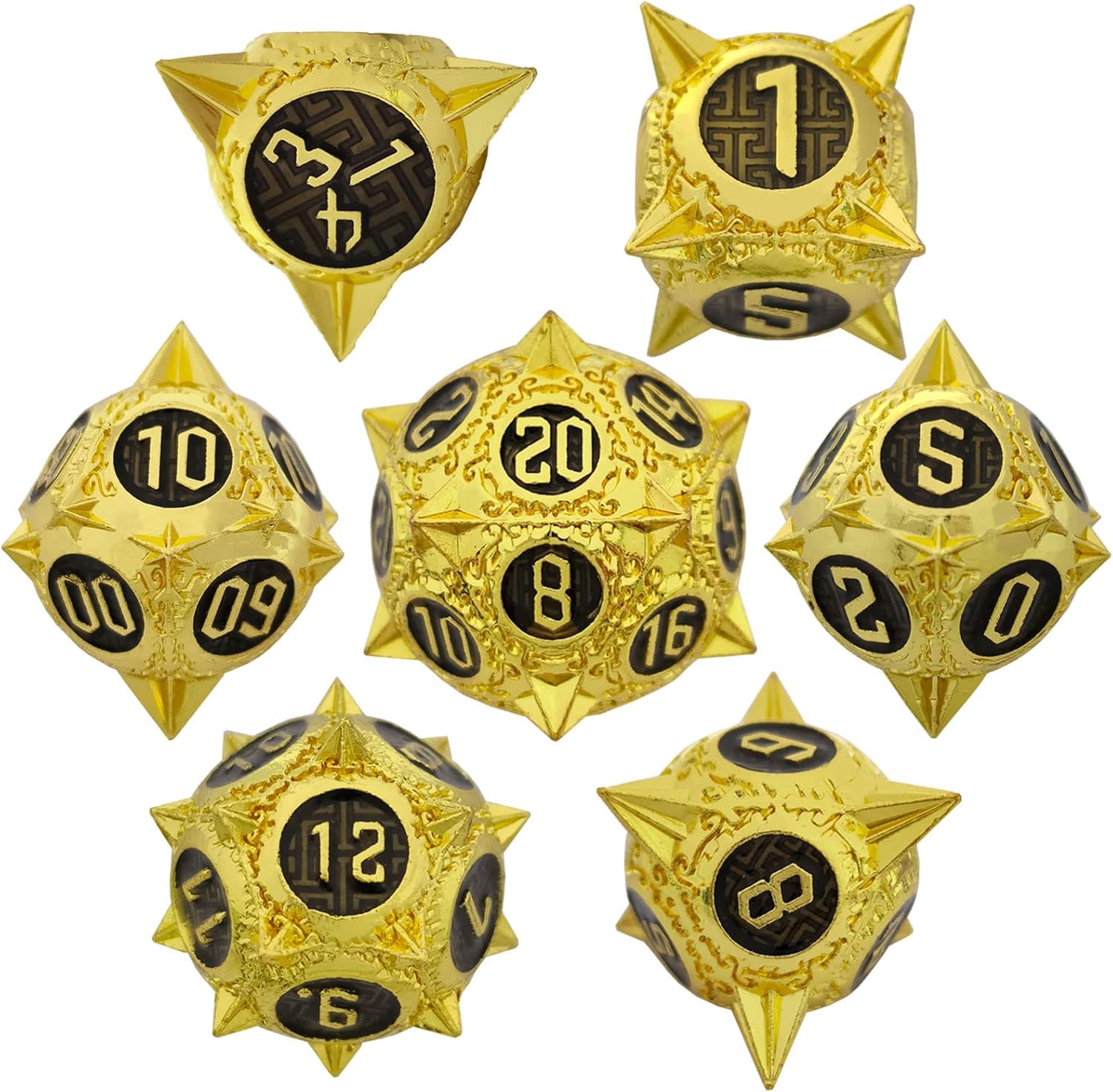 GIUADKXD Metal DND Dice Set Polyhedral Solid Round Tip D