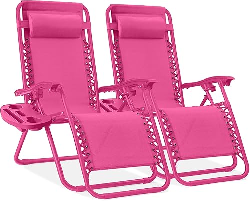 Miniatura 21 de Best Choice Products Juego de 2 sillas reclinables ajustables de malla de acero con gravedad cero con almohadas y bandejas portavasos, nieve/negro