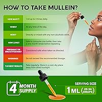 Vista 7 de Mullein Drops for Lungs - USDA Organic Liquid - Mullein Leaf Extract Supplement - Made in USA - Lung & Bronchial Cleanse for Smokers - Respiratory