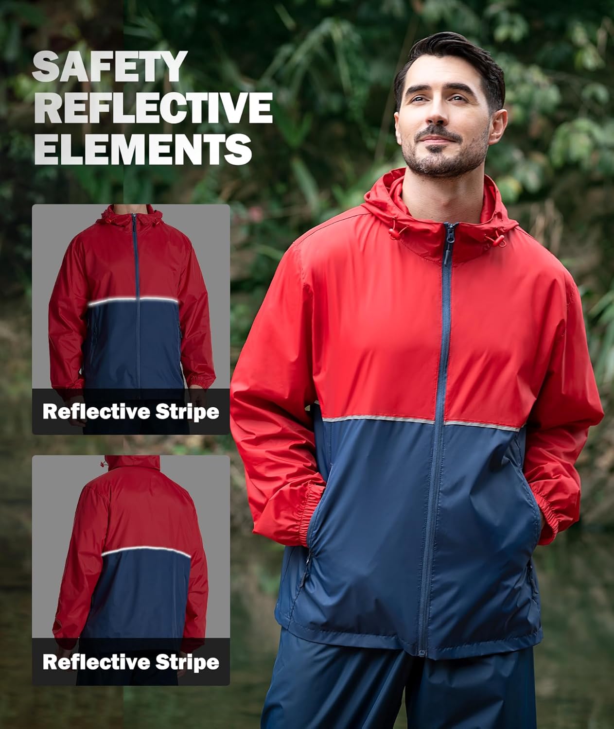 ZITY Men's Rain Jacket Waterproof with Hood Lightweight Raincoat for Golf Hiking Camping Cycling - Image 3