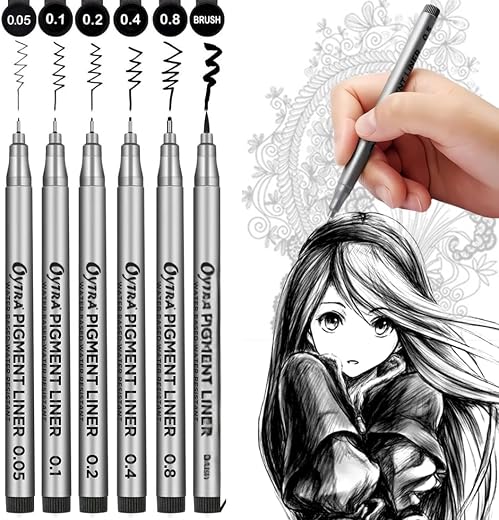 Oytra Black Fineliners Fine Tip Mandala Art Pens Waterproof Pigment Drawing Pen for Sketching Doodling Calligraphy &amp; Techn...