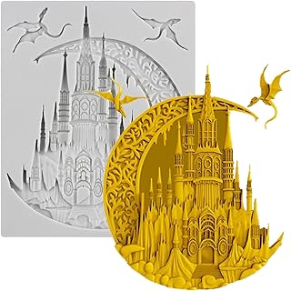Castle Silicone Fondant Mold Moon Castle Chocolate Candy Mold For Cake Decorating Cupcake Topper Polymer Clay Gum Paste