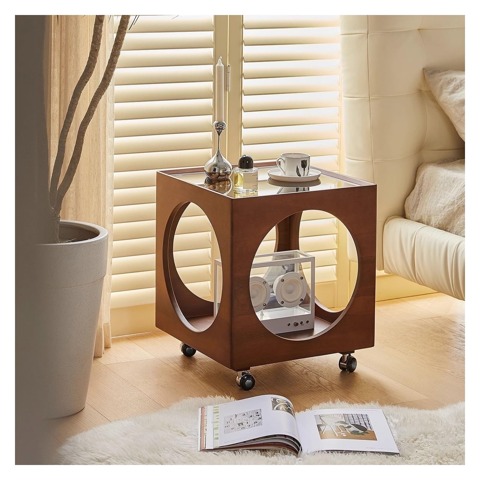 Table d'appoint de canapé mobile en bois pour votre maison