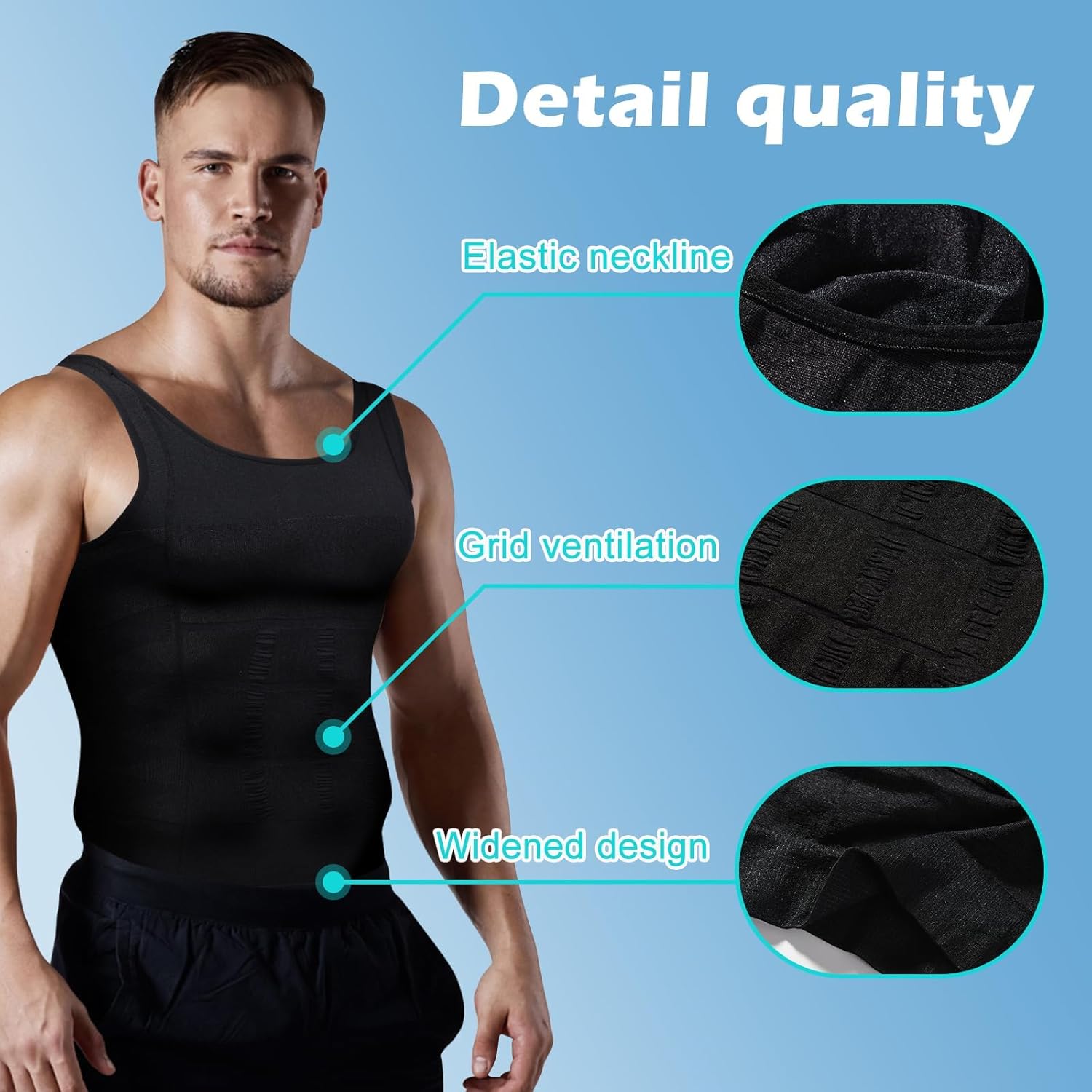 Mens Compression Shirt Slimming Body Shaper Vest Workout Tank Tops Abs Abdomen Undershirts - Image 7