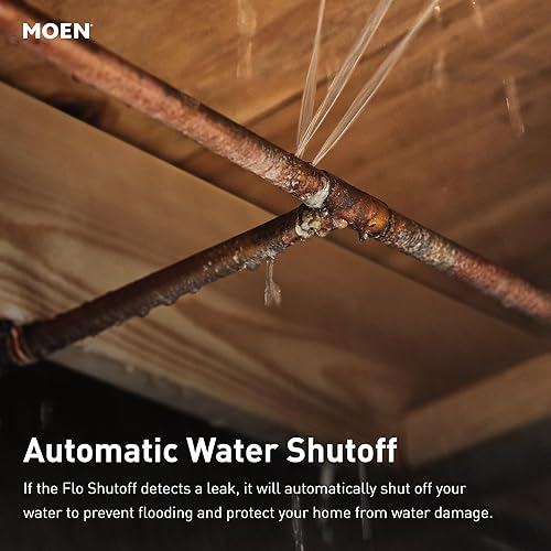 Miniatura 17 de Moen Flo Monitor de agua inteligente y sensor de apagado automático, detector de fugas de agua Wi-Fi para tubería de 3/4 pulgadas de diámetro,