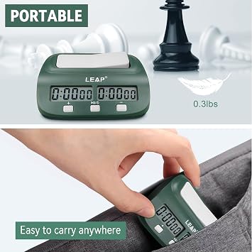 LEAP Digital Chess Clock Timer - I-GO and Chinese Chess with Bonus and Delayed Time Features (Blackish Green)