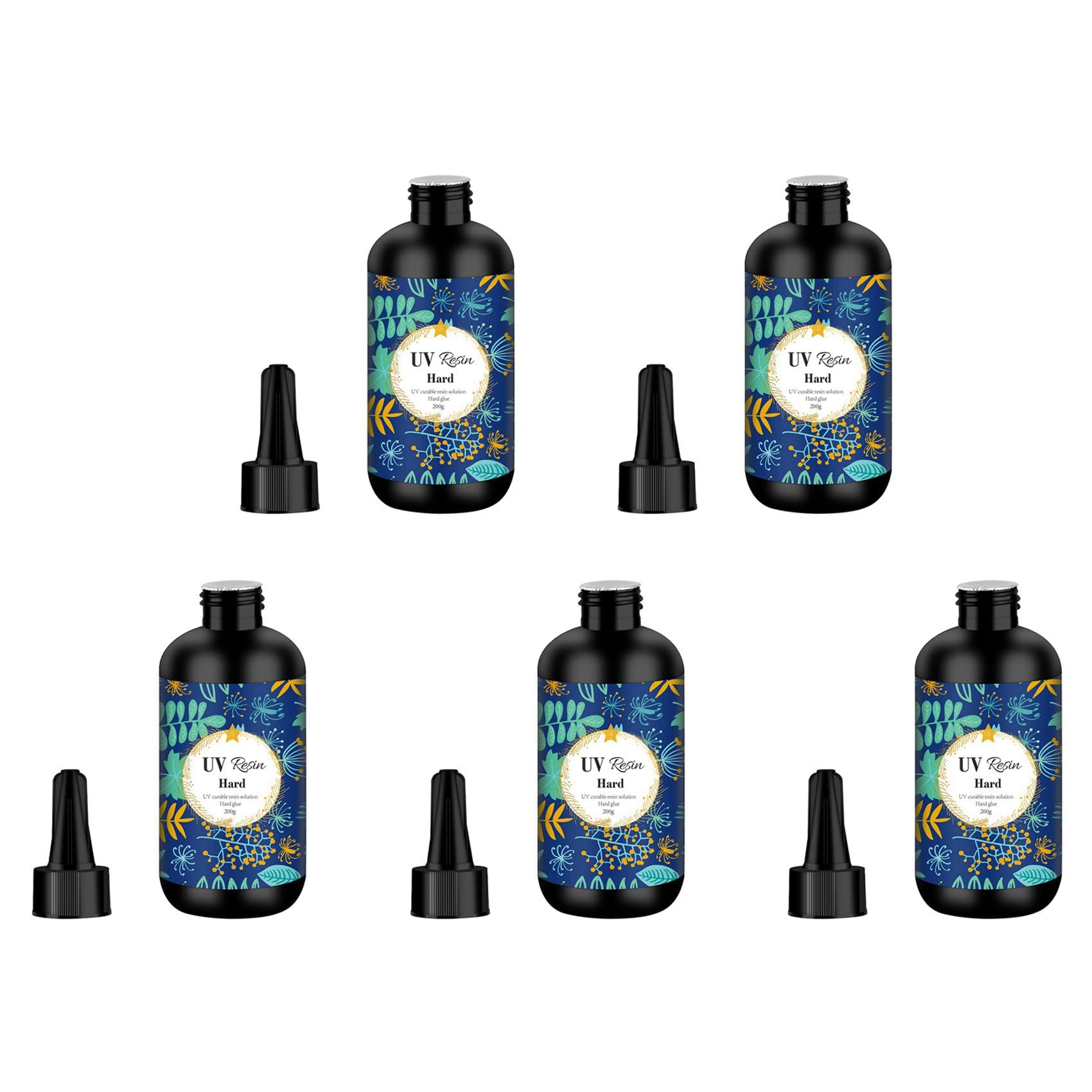 Vjsujehgy 5X UV Resin 200G Transparent Ultraviolet Curing Clear Hard Type Resin, Solar Cure Resin for DIY UV Resin Jewelry Making