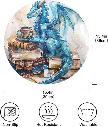 Miniatura 4 de Manteles individuales para mesa, calor para mesa de comedor, tapete antideslizante para cocina, mesa de comedor interiorexterior, dragón de acuarela