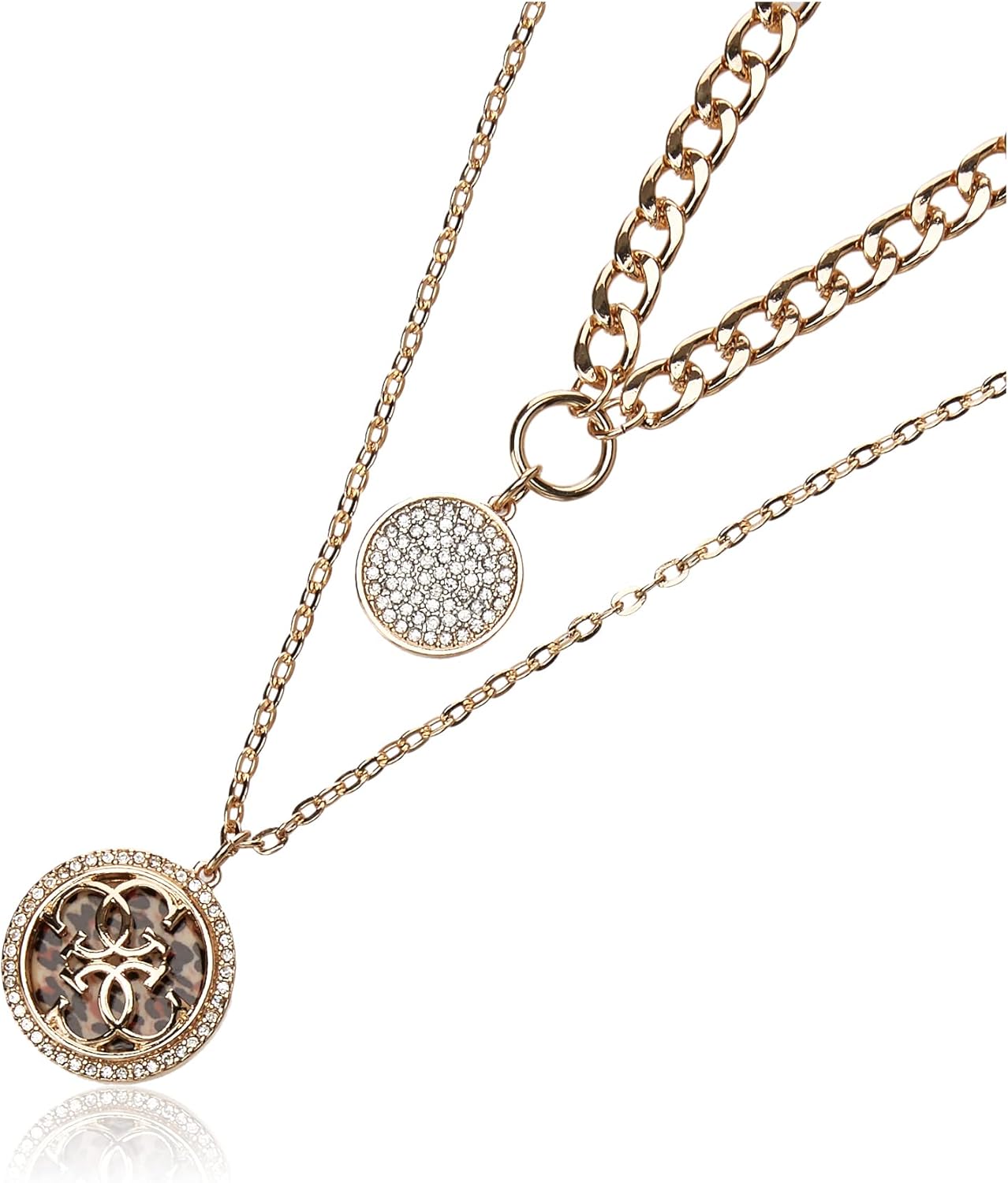 GUESS Gold-Tone Double Layer Coin Pendant Chain Necklace Set