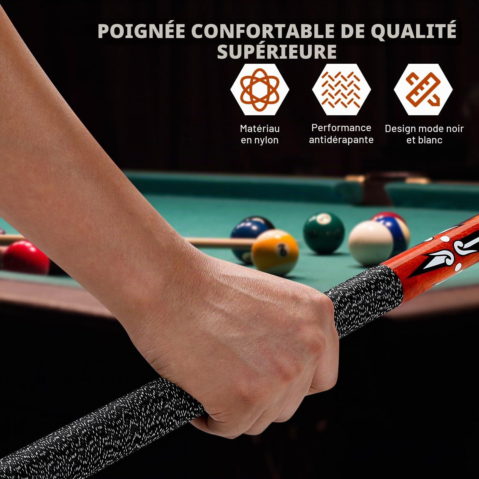Queue de billard en bois d'érable canadien de 147 cm, 45,7 cm, 50,8 cm, 595,3 g, bâtons de billard professionnels pour bar de billard