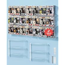 Acrylic Floating Display Shelves 2-PackCompatible with 21 Funko Pops in Box; Easy Installation with Only 4-6 Screws Per Shelf; Stackable Clear Tiered Design for Action Figures & Collectibles