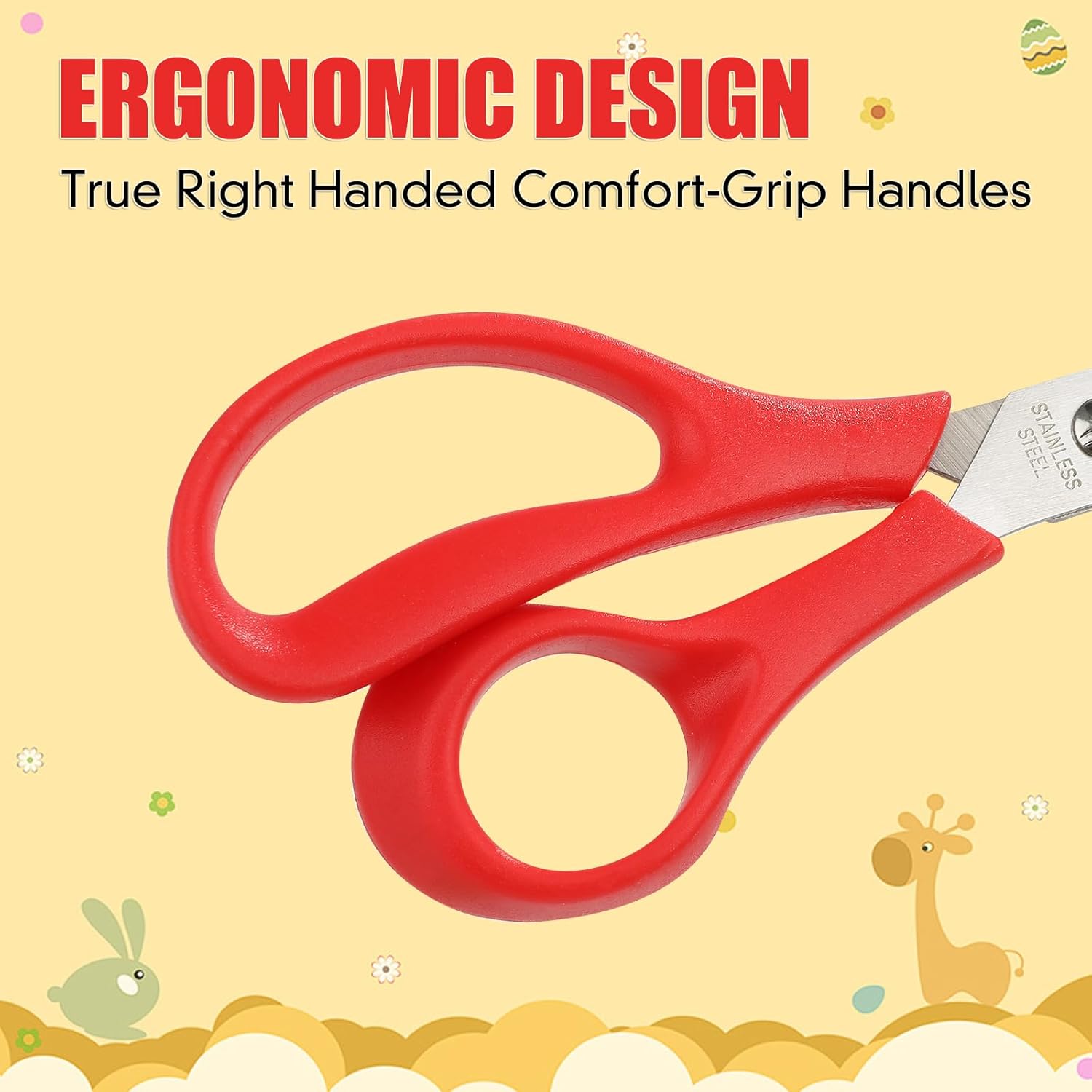 16Pack 5.5 Safety Small School Kids Student Round Blunt Tip Craft Scissors Bulk, Stainless Steel Blades Comfort Grip Scissors for Kid Children Kindergarten Cutting Paper