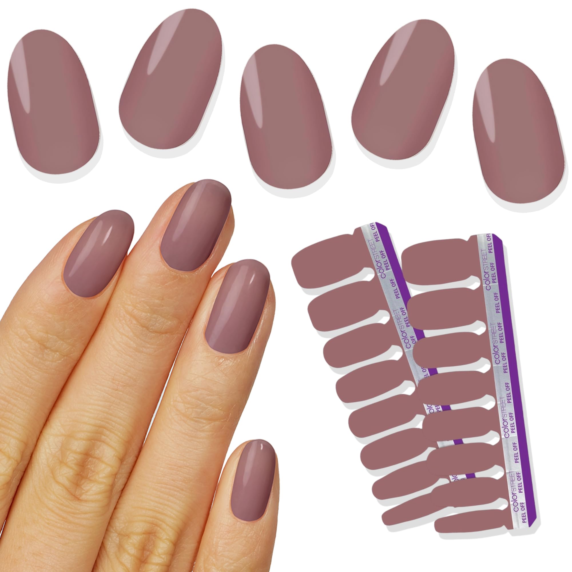 Color Street - Sheer Deep Mauve Jelly - 16 Double-Ended Nail Strips Macaron