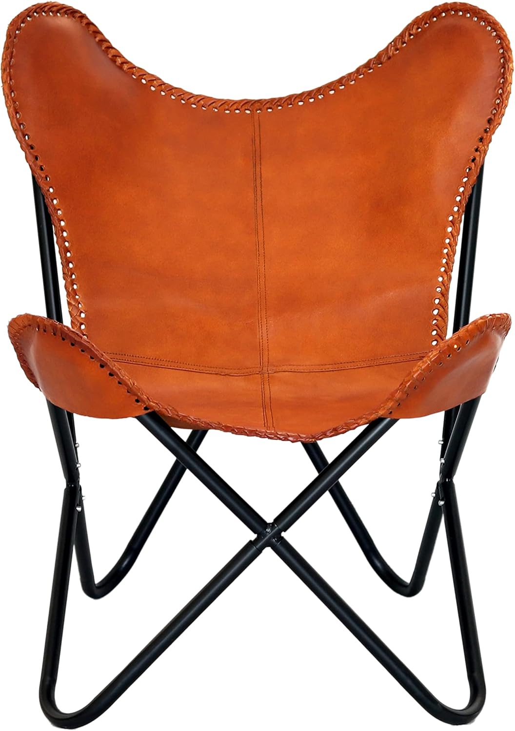 cuero Brown Vintage Leather Arm Butterfly Chair Genuine