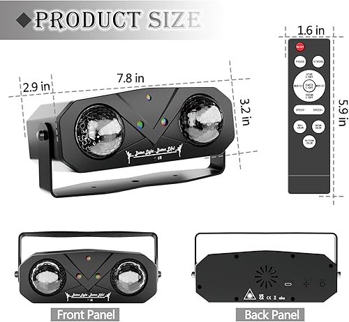 Miniatura 7 de Luces de fiesta de DJ discoteca, proyector de estrella de bola de discoteca, luces estroboscópicas LED RGB, luz de escenario, activada por sonido,