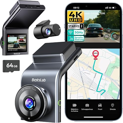 BOTSLAB 4K Dashcam Voiture GPS, Dashcam Voiture Avant Arr… - 1
