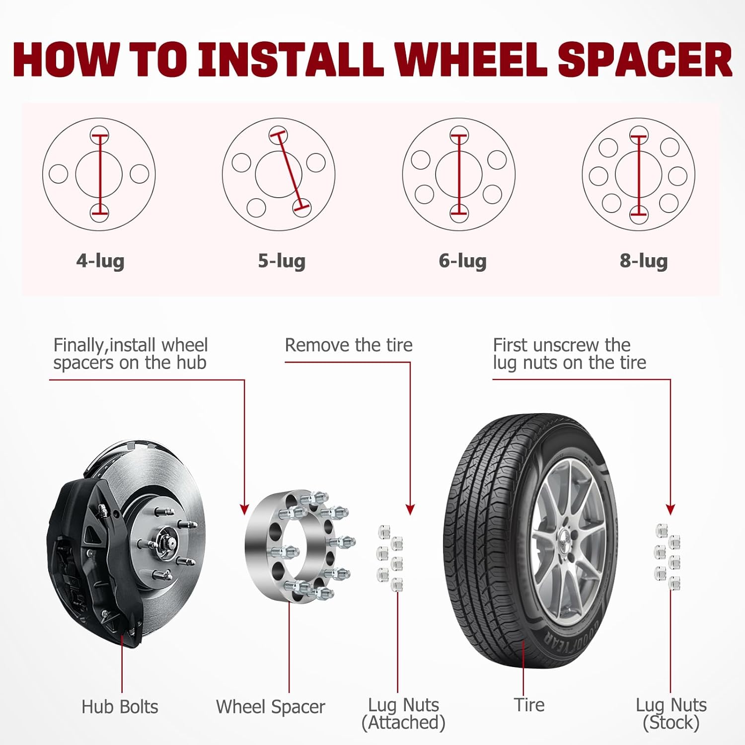 Wheel Spacers 8x6.5 for Dodge for Ram 2500/3500/W250W300, for Ford for F250 F350 E-250 E350 Econoline, for Chevy C20/K20, 2" Adapters with 9/16 Studs 126.15mm Bore