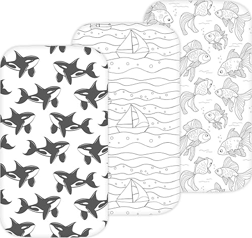 TansyPanda - Sábanas de moisés de 33 x 20 pulgadas, compatibles con Papablic, Maxi-COSI Iora, Baby Joy y muchos otros moisés, 4 piezas, ultra