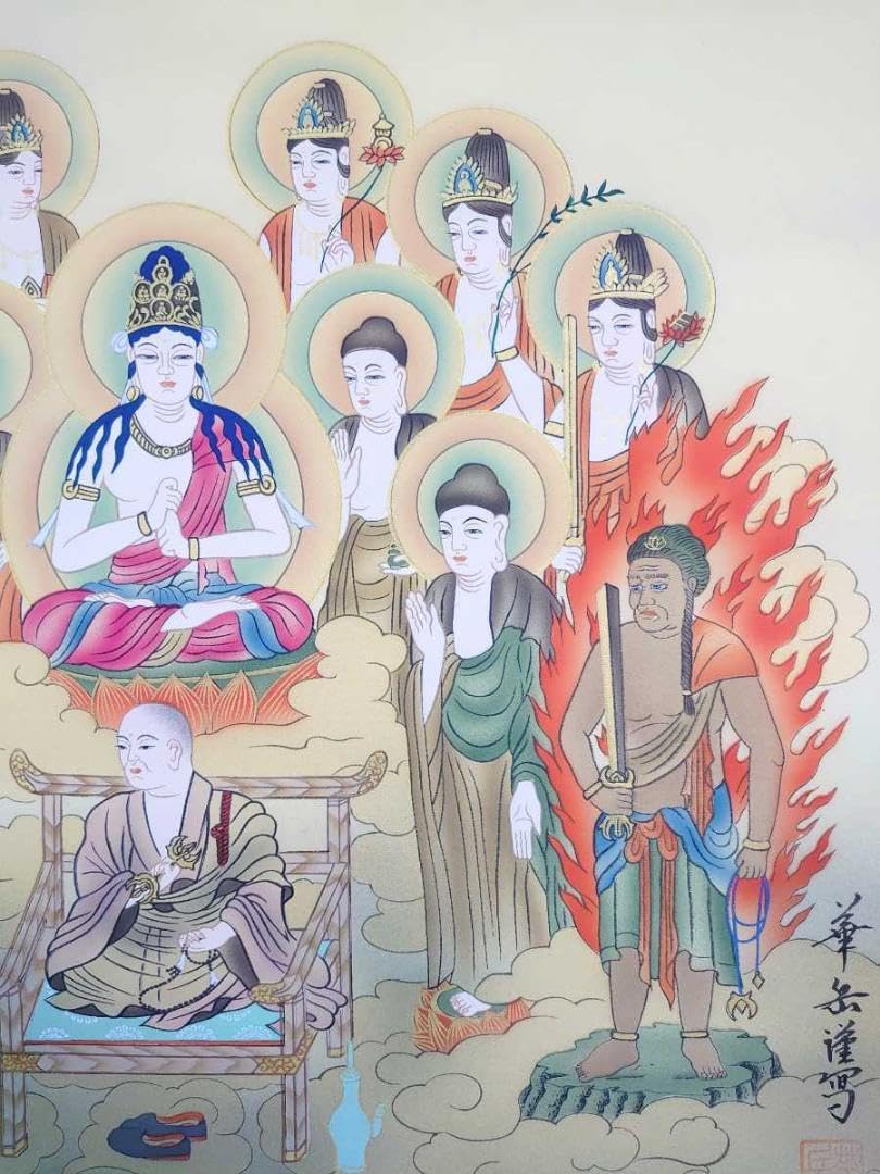 Amazon.co.jp: 掛軸 村上華岳『十三佛 十三仏』仏画 絹本 共箱付