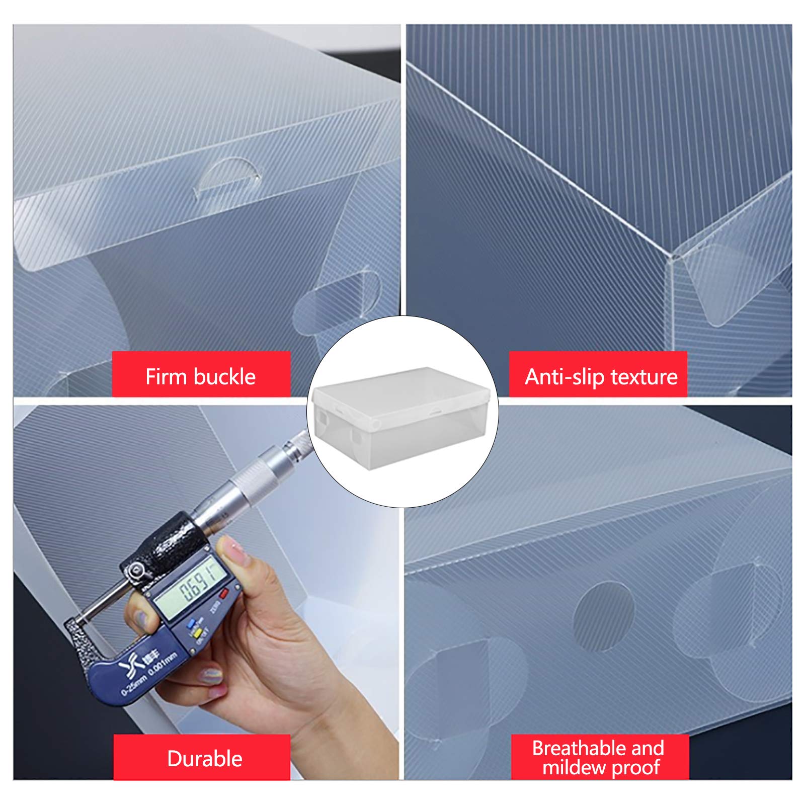 OUKANING Caja de zapatos transparente, 20 unidades, caja de almacenamiento multifuncional, 28 cm x 18 cm x 10 cm, apilable, de plástico PP
