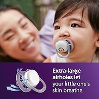 Vista 2 de Philips Avent Ultra Air Nighttime Pacifiers - Orthodontic Design, for Babies 0-6 Months, Glow in The Dark, Soft Silicone Symmetrical Nipple