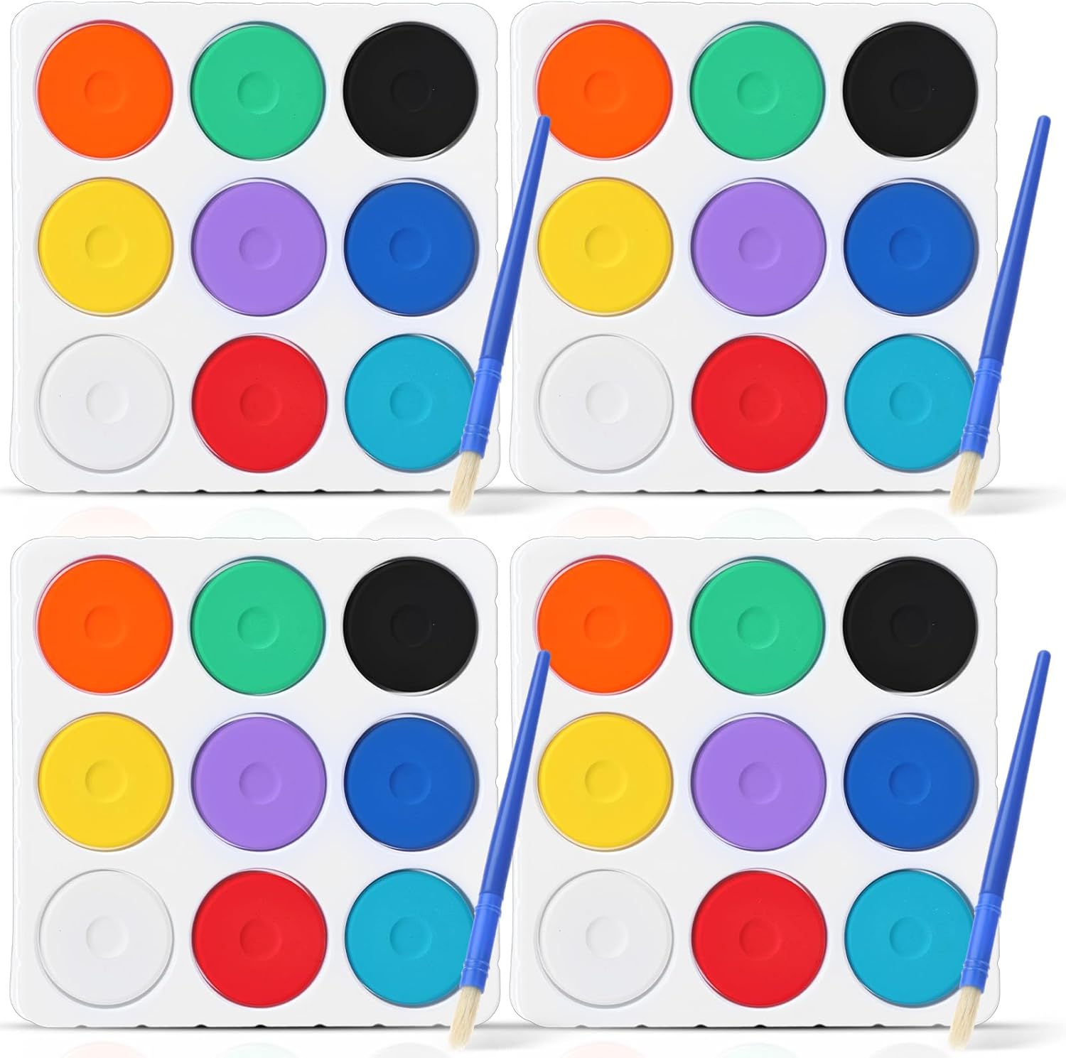 Nuanchu 36 Pcs Tempera Paint Cakes with Tray 9 Colors 2.24 x 0.71 Inch Giant Tempera Paint Set Painting Cakes Tray Palette with Paintbrush Paints Blocks Adults Art Supplies Crafts Drawing Artists