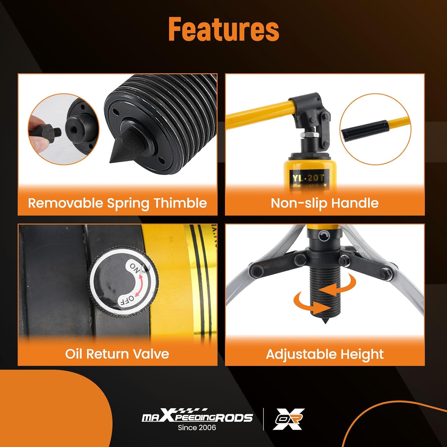 maXpeedingrods 20T Hydraulic Gear Puller, Hydraulic Wheel Bearing Puller Kit, 2 or 3 Jaws Puller, Bearing Hub Separator, Heavy Duty Hydraulic Puller Separator Tool