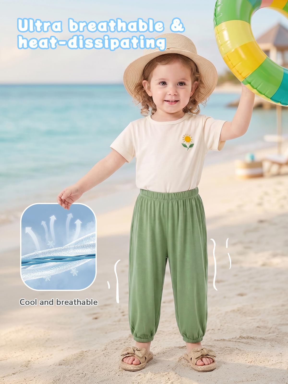 Miipat Pantaloni Harem per Bambine, Vita Alta Elastico Pantalone Casual Unisex per Bambini Pantaloni Asciugatura Rapida Monocolore Leggeri Confortevoli