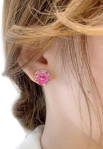 Miniatura 4 de SUNYIK Aretes de tuerca drusa de geoda de cuarzo natural, aretes de piedra irregular para mujer