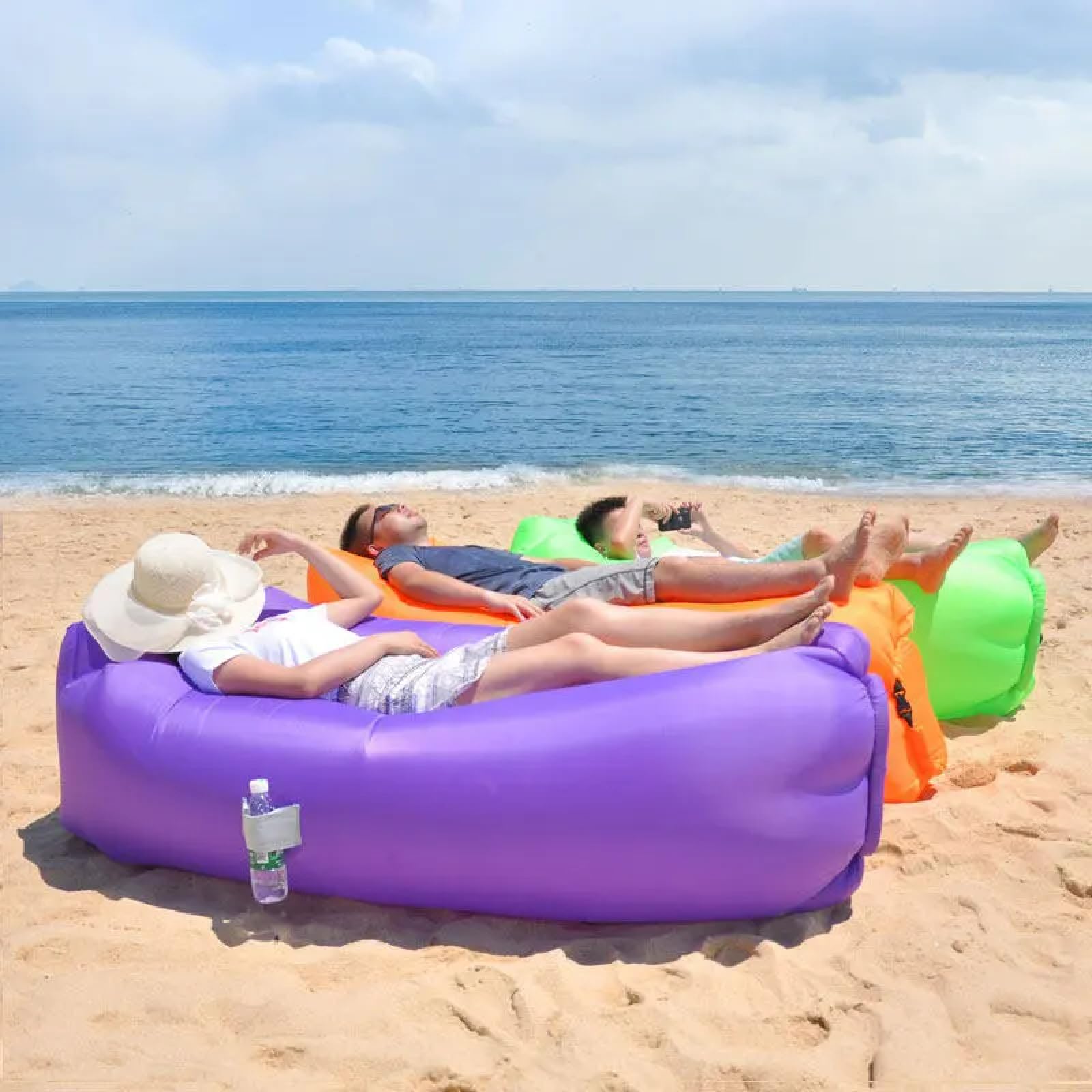 Canapé gonflable pliable de plein air - Canapé-lit de couchage - Chaise longue de plage - Chaise longue de camping - Imperméable - Ultraléger - Pour le voyage - Chaise longue de plage