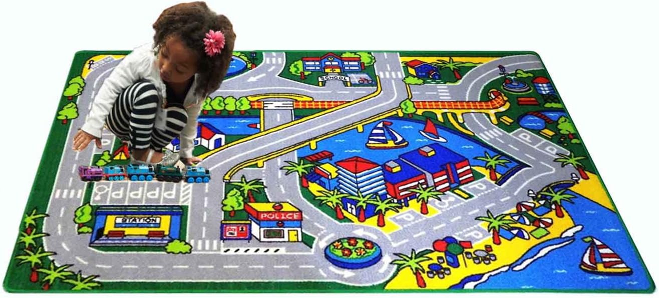 Mybecca Kids Rug Harbor Children Area Rug - Non Skid Gel Backing (5' X 7') Kid Rug 59" x 82"